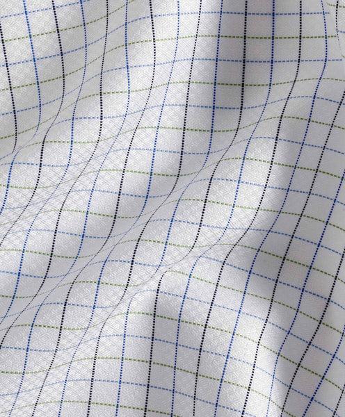David Donahue White & Grass Tattersall Check Dress Shirt (Trim Fit)