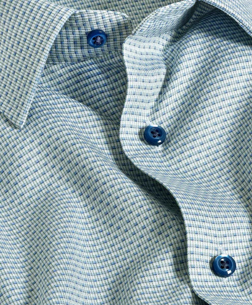 David Donahue Trim Fit Sage & Blue Micro Ombre Dress Shirt