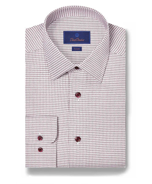 David Donahue Merlot Micro Check Dress Shirt