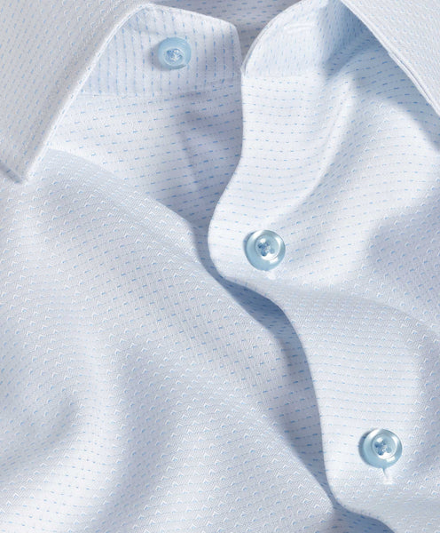 David Donahue White & Sky Micro Dobby Dress Shirt