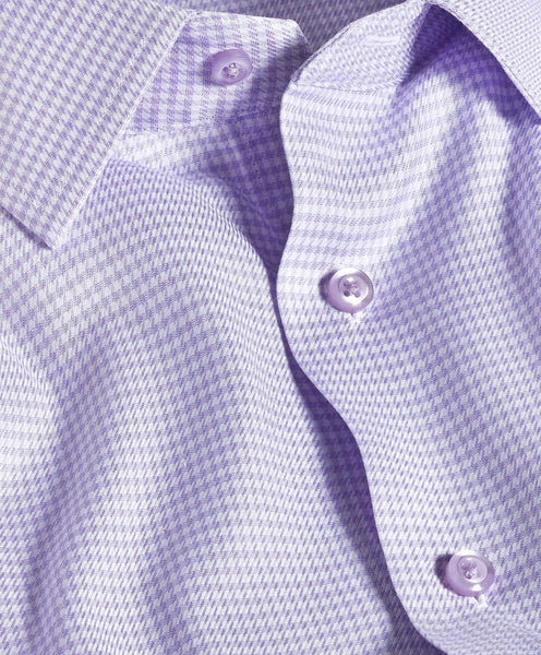 David Donahue Lilac & White Check Signature Stretch Dress Shirt