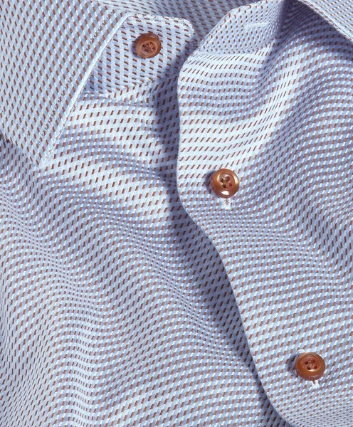 David Donahue Sky & Chocolate Textured Twill Dress Shirt