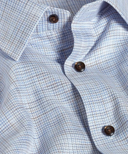 David Donahue Blue & Chocolate Multi Check Dress Shirt