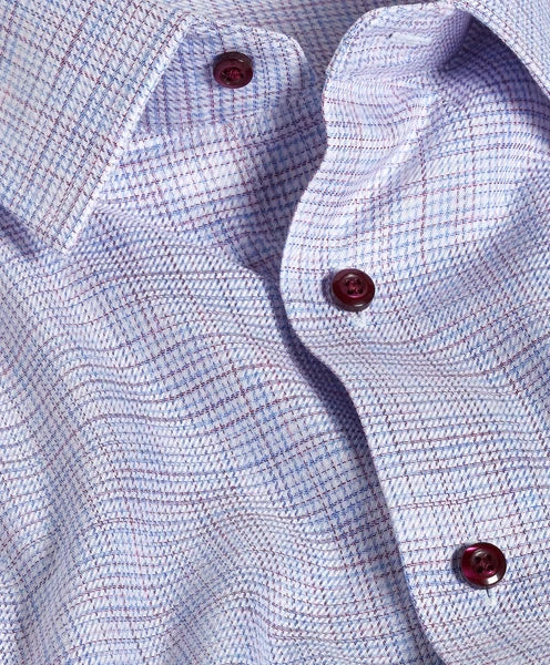 David Donahue Blue & Merlot Multi Check Dress Shirt