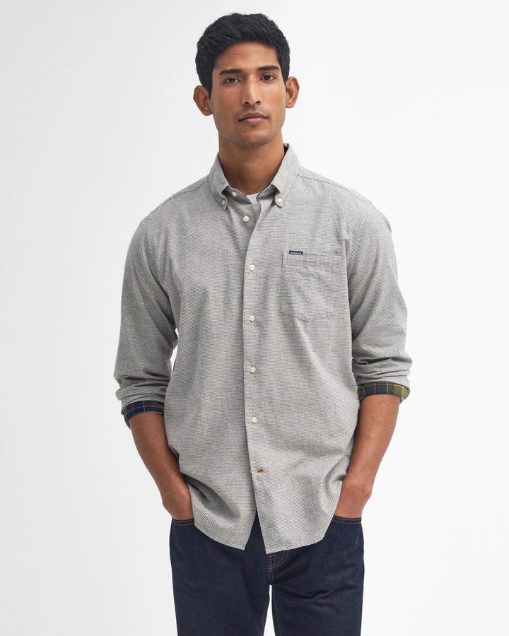Barbour Turner Tailored Houndstooth Shirt- Olive