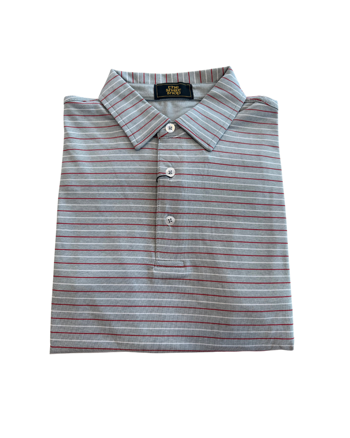 The Shirt Shop Marrs Spring Polo - Heather Gray/Crimson/White