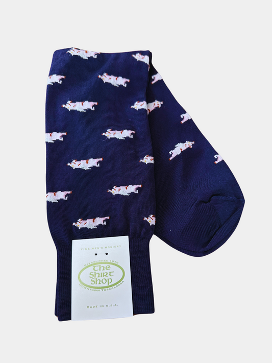 The Shirt Shop - Navy Blue Flying Pigs Dress Sock
