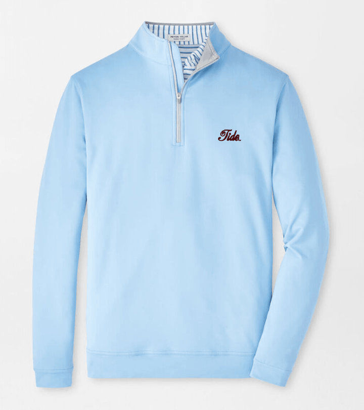 Peter Millar Solid Perth Quarter Zip- Cottage Blue (Tide Script)