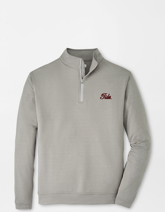 Peter Millar Gale Grey Solid Perth Quarter Zip (Tide Script)