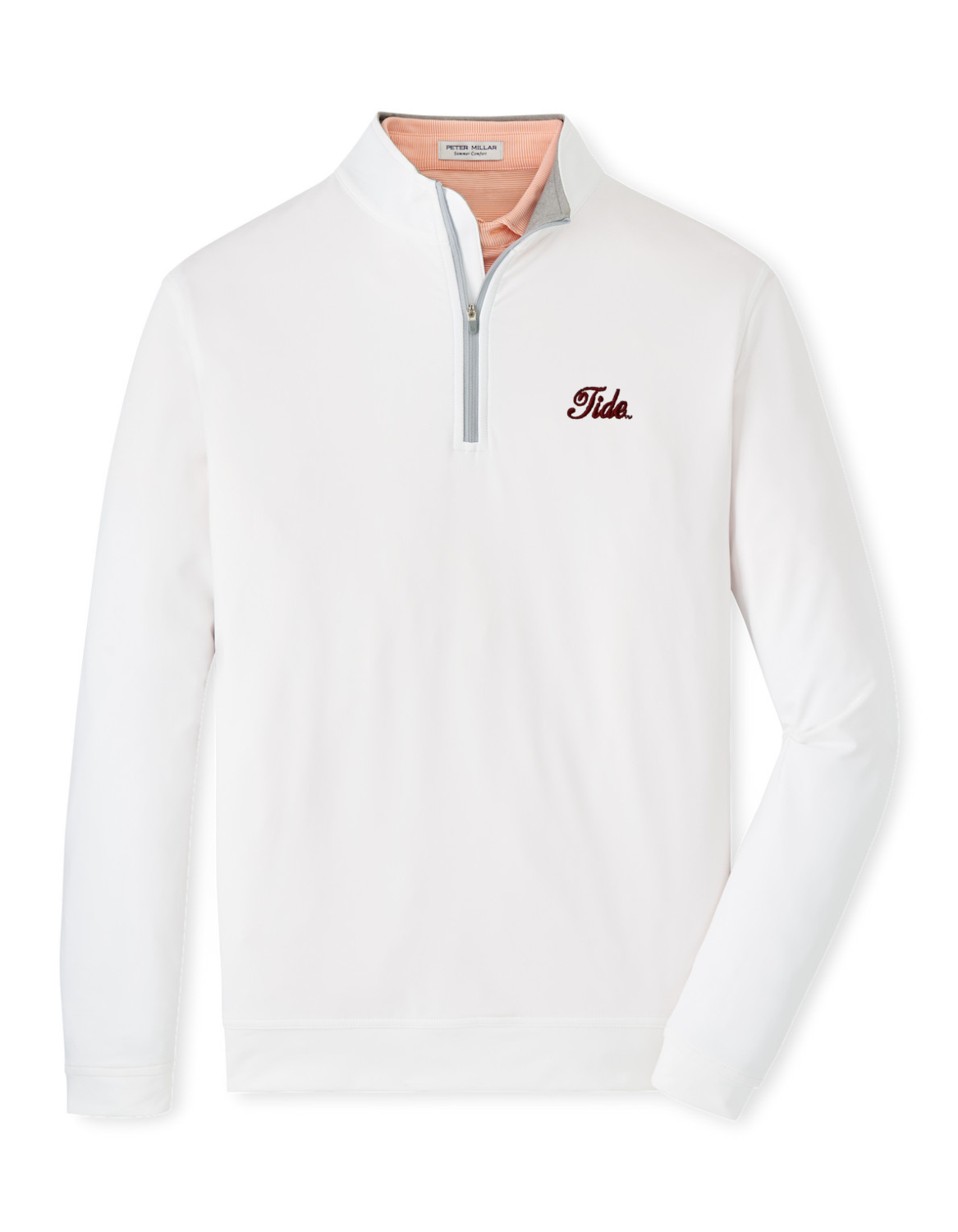 Peter Millar White Solid Perth Quarter Zip (Tide Script)