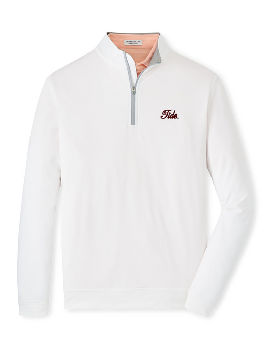 Peter Millar White Solid Perth Quarter Zip (Tide Script)