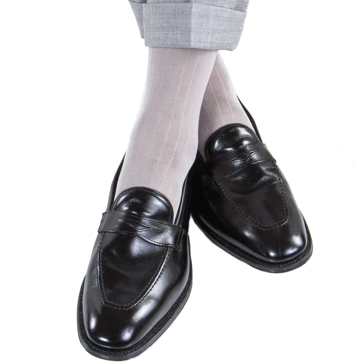 The Shirt Shop Dress Socks- Ribbed Wool (Ash)