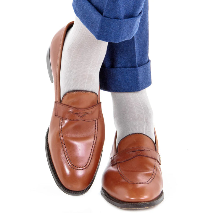 The Shirt Shop Dress Socks- Ribbed Wool (Ash)