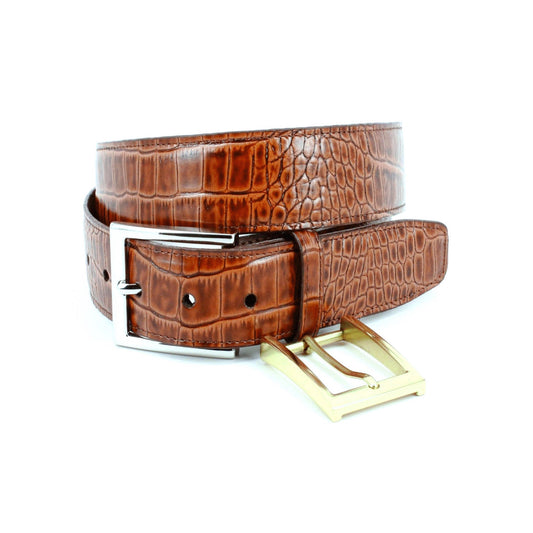 Torino 35MM Saddle Alligator Grain Calfskin Belt