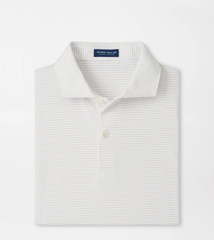 Peter Millar Ballad Performance Jersey Polo- White/Truffle