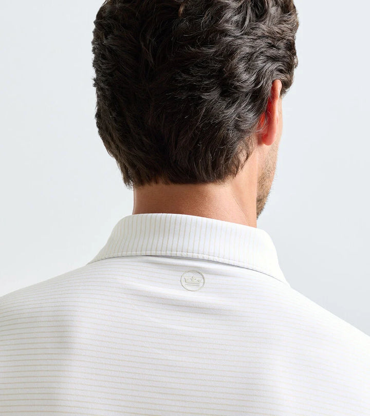 Peter Millar Ballad Performance Jersey Polo- White/Truffle