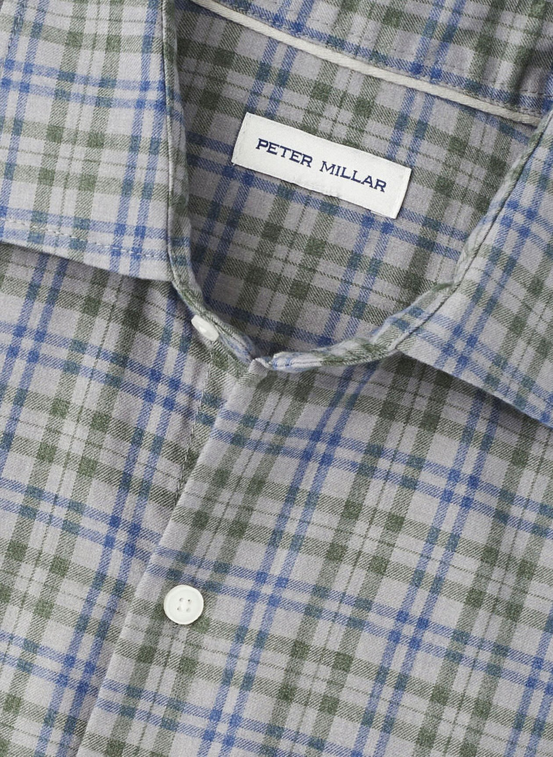 Peter Millar Bar Harbor Performance Flannel Sport Shirt- British Grey
