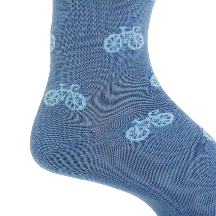 The Shirt Shop Socks- Azure Blue with Bikes