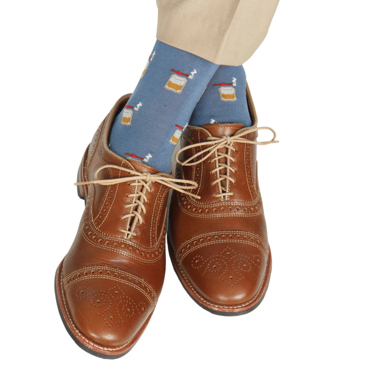 The Shirt Shop Socks- Indigo Blue with Bourbon
