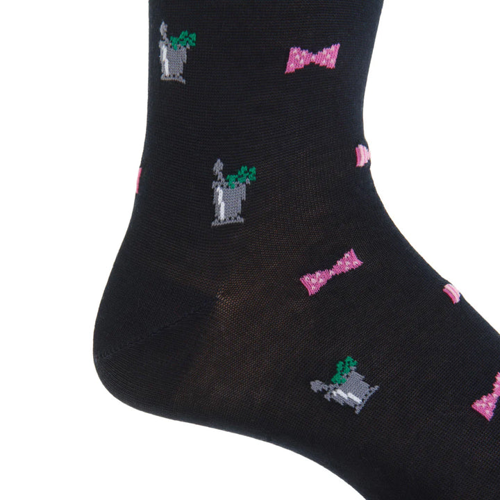 The Shirt Shop Socks- Navy with Bow Ties & Mint Julep