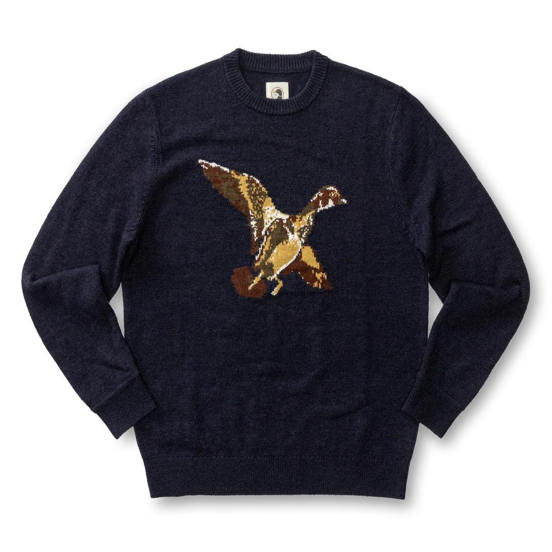 Duck Head Flying Wood Duck Merino Intarsia Crewneck Sweater