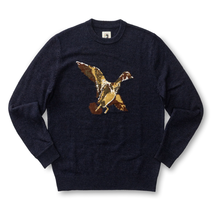 Duck Head Flying Wood Duck Merino Intarsia Crewneck Sweater