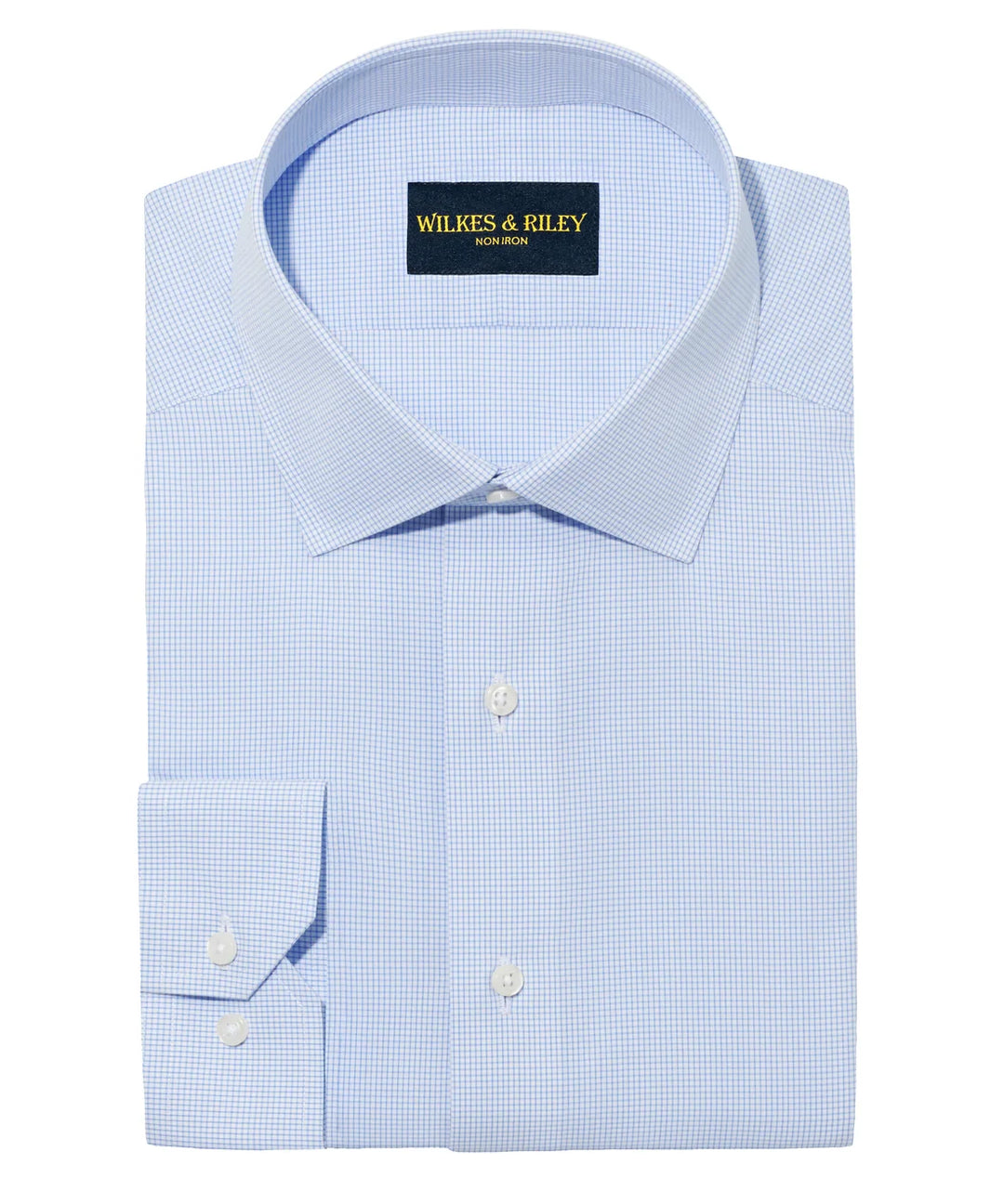 Wilkes & Riley Sky Mini-Check Spread Collar Dress Shirt