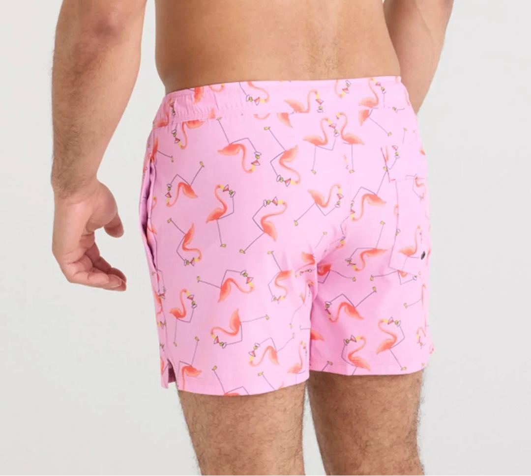 Saxx Oh Buoy 2N1 Volley 5" Swim Shorts- Drinko Flamingo