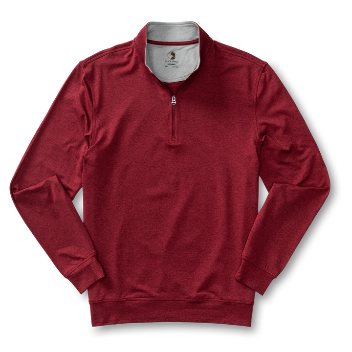 Duck Head Long Drive Performance 1/4 Zip Pullover- Deep Red