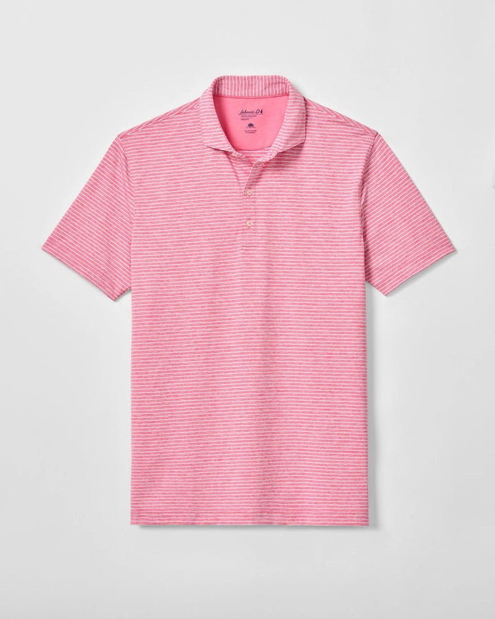 Johnnie-O Michael Stripe Performance Jersey Polo- Punch