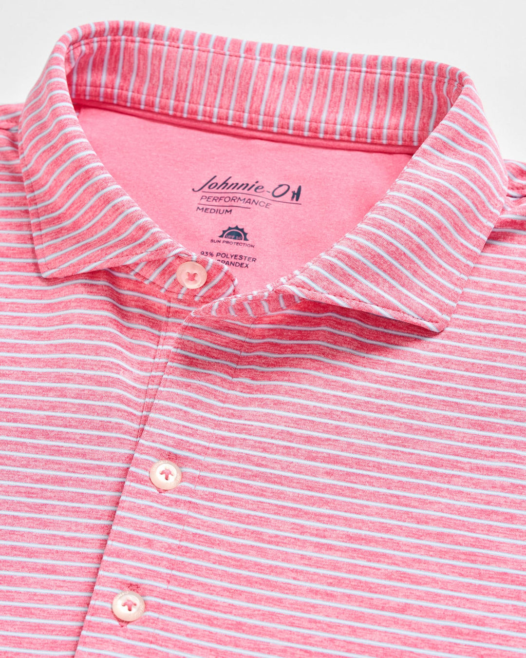 Johnnie-O Michael Stripe Performance Jersey Polo- Punch