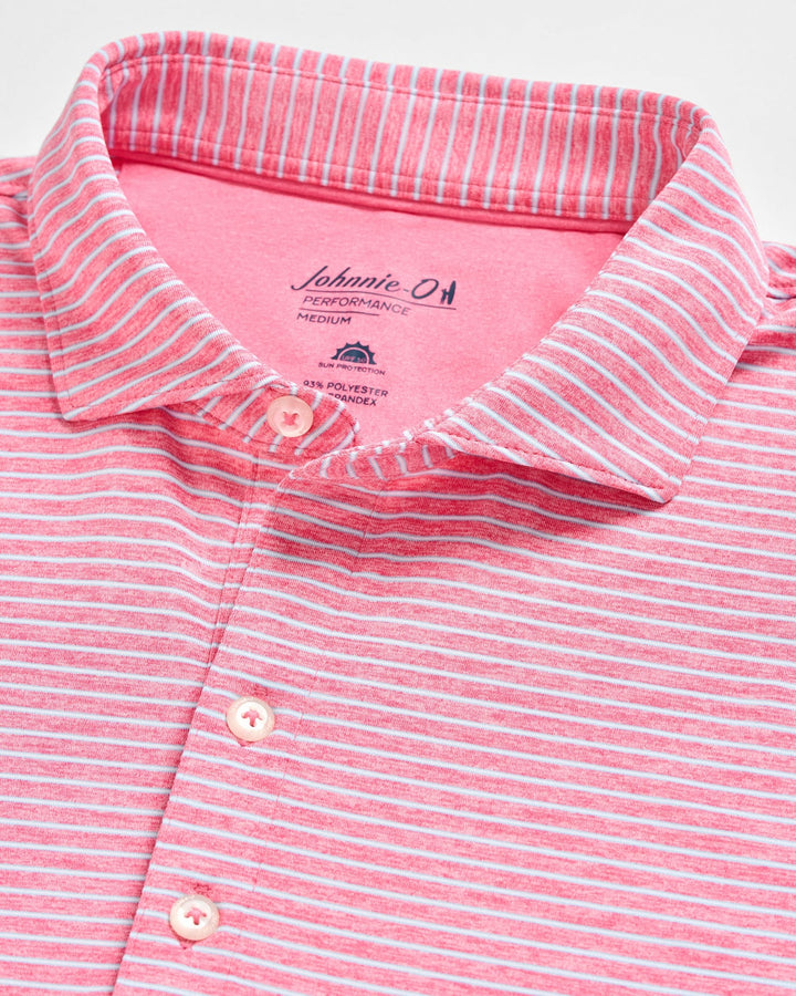 Johnnie-O Michael Stripe Performance Jersey Polo- Punch
