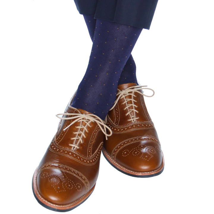 The Shirt Shop Socks - Navy with Gold Pin Dots
