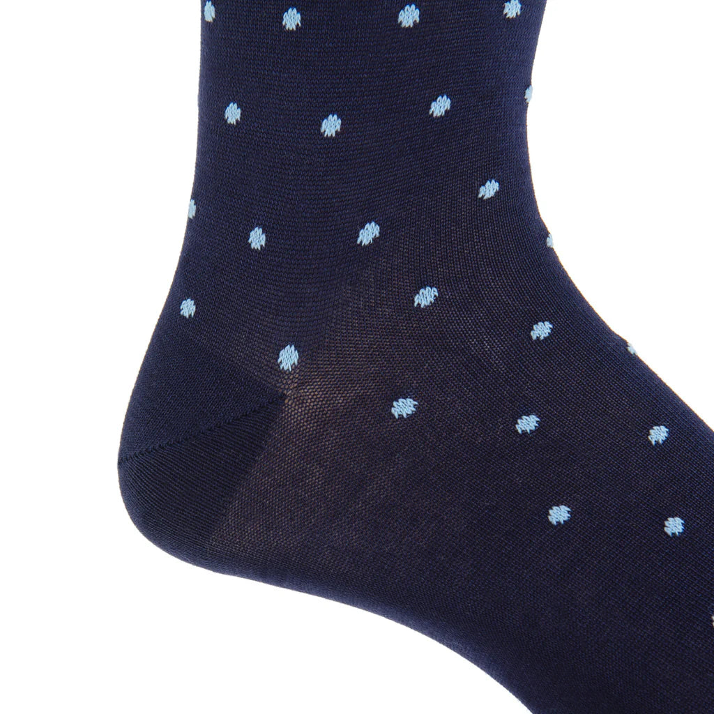 The Shirt Shop Socks- Navy with Sky Blue Dots