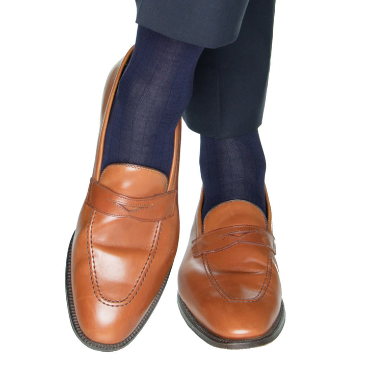 The Shirt Shop Socks - OTC Ribbed Cotton (Navy)