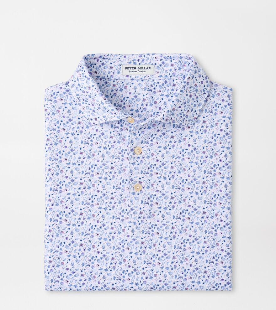 Peter Millar Oyster Roast Performance Jersey Polo, White / M Peter Millar Oyster Roast Performance Jersey Polo, White / M