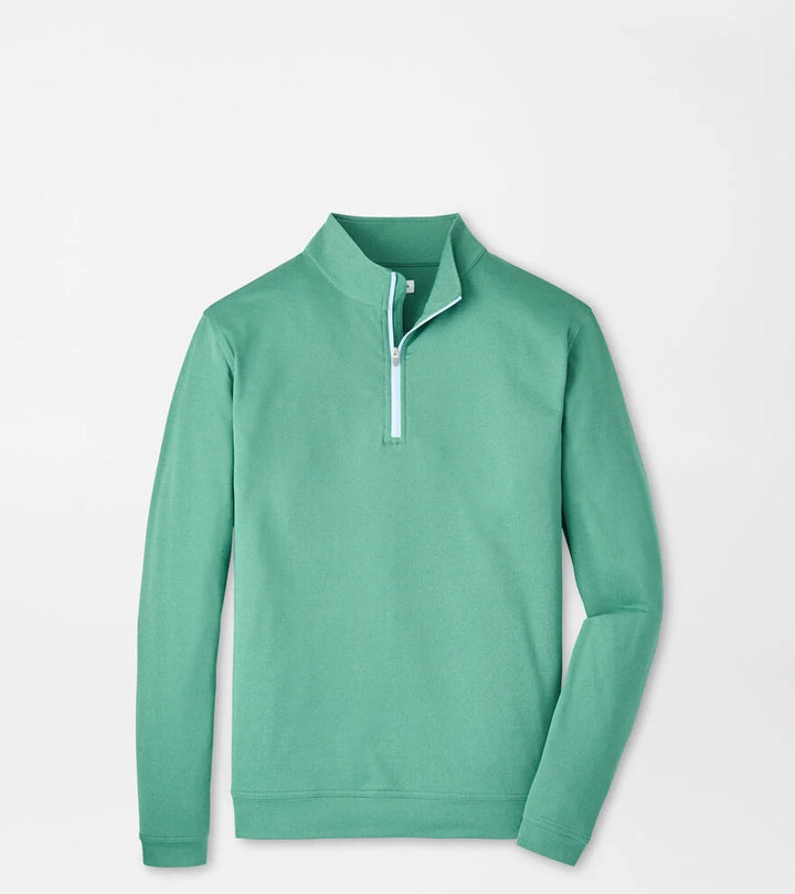 Peter Millar Melange Perth Quarter Zip- Snow Pea