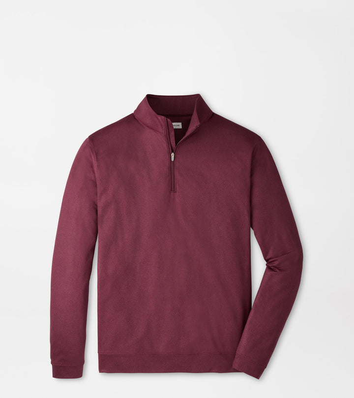 Peter Millar Perth Herringbone Performance Quarter Zip- Bordeaux