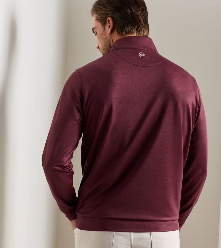 Peter Millar Perth Herringbone Performance Quarter Zip- Bordeaux