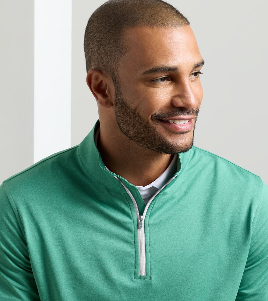 Peter Millar Melange Perth Quarter Zip- Snow Pea