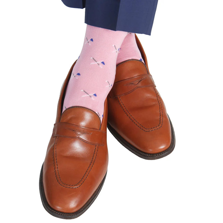 The Shirt Shop Socks- Pink with Golf Clubs