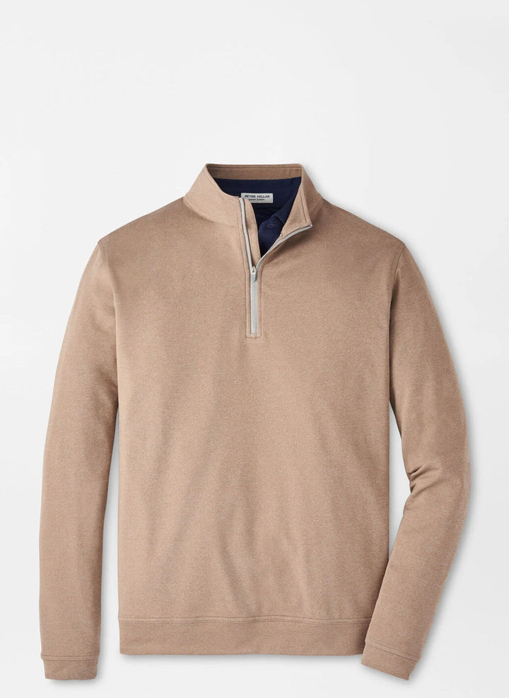 Peter Millar Perth Melange Performance Quarter-Zip- Poplar Brown