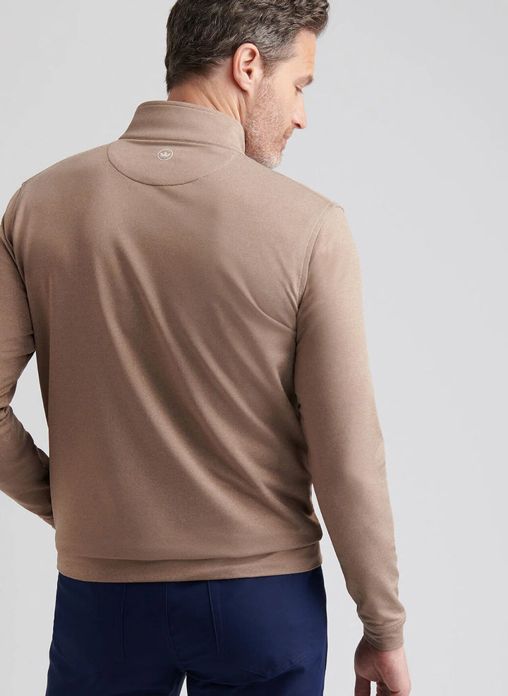 Peter Millar Perth Melange Performance Quarter-Zip- Poplar Brown