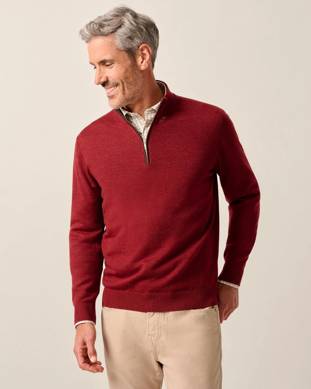 Johnnie-O Raynor Merino 1/4 Zip Sweater- Cinnamon