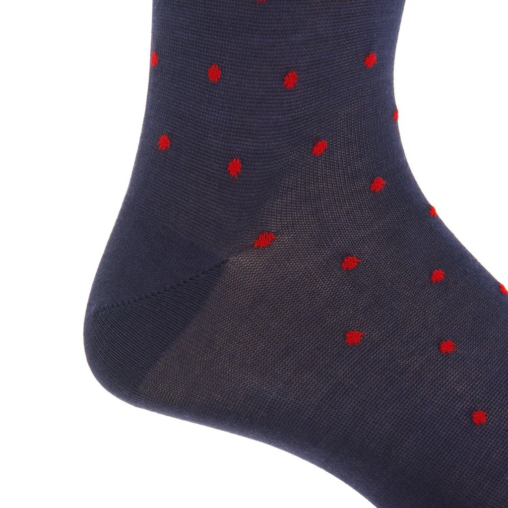 The Shirt Shop Socks- Navy with Red Dots