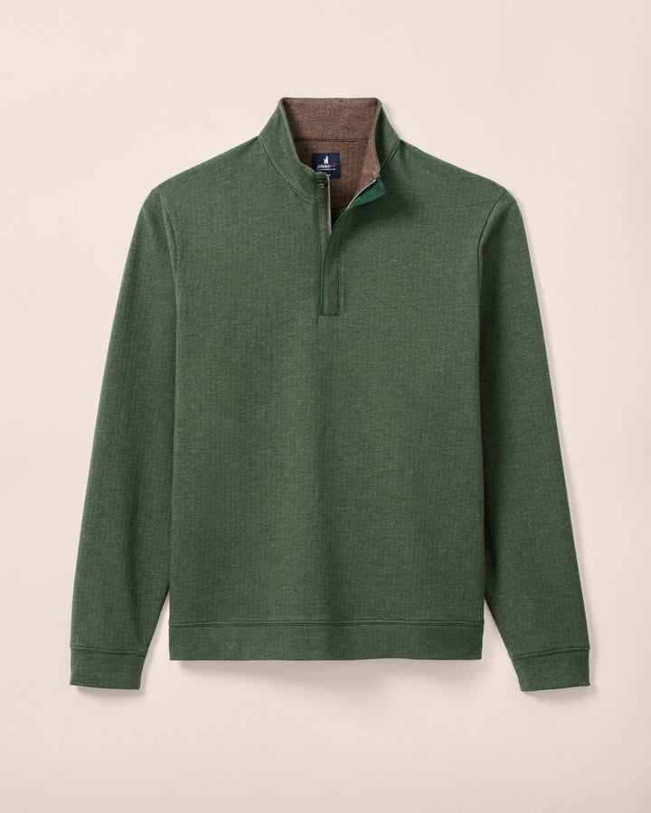 Johnnie-O Rubin Herringbone Cashmere Blend 1/4 Zip Pullover- Moss