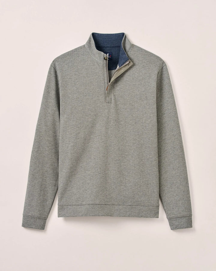 Johnnie-O Rubin Herringbone Cashmere Blend 1/4 Zip Pullover- Charcoal