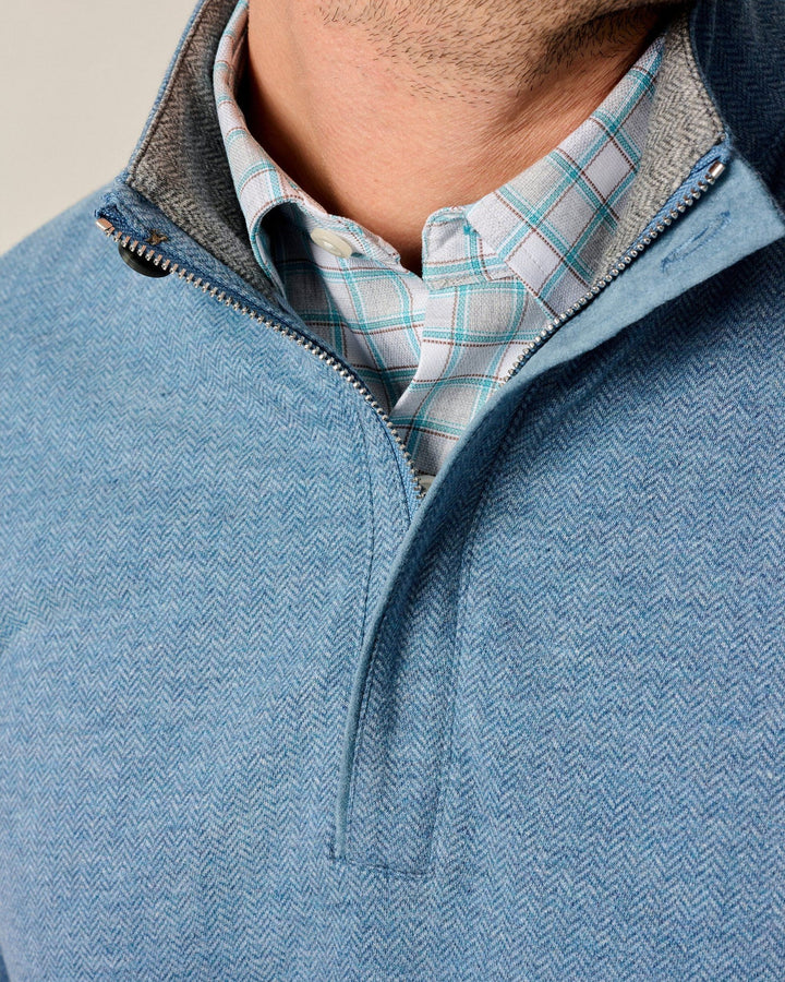 Johnnie-O Rubin Herringbone Cashmere Blend 1/4 Zip Pullover- Malibu