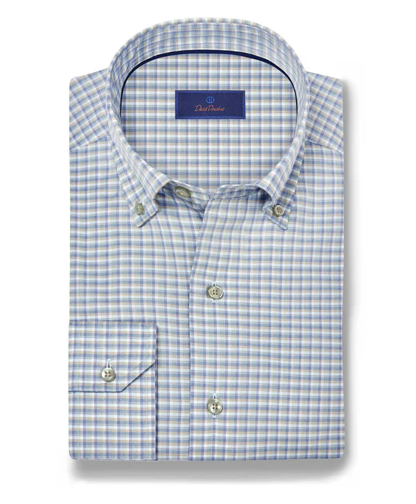 David Donahue Sage & Blue Twill Check Sport Shirt