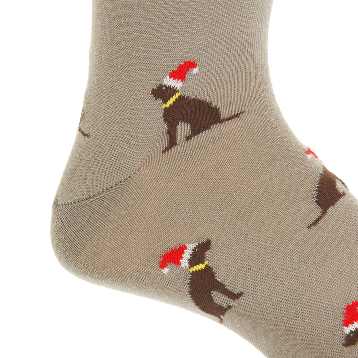 The Shirt Shop Socks - Taupe with Santa Dogs